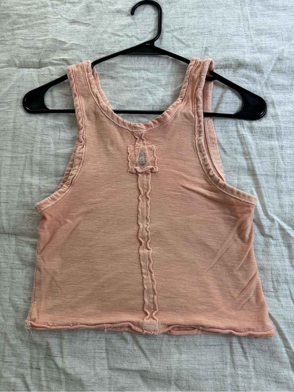 Free People We The Free Peach Slub Knit Raw Hem Tank Top Size Medium